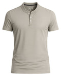 Men’s Beige Henley T-Shirt – 190 GSM Peached Single Jersey