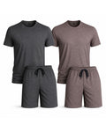 Marl Lounge Set Pack of 2 – Charcoal Marl & Brown Marl | 160 GSM | Single Jersey | T-Shirt & Shorts