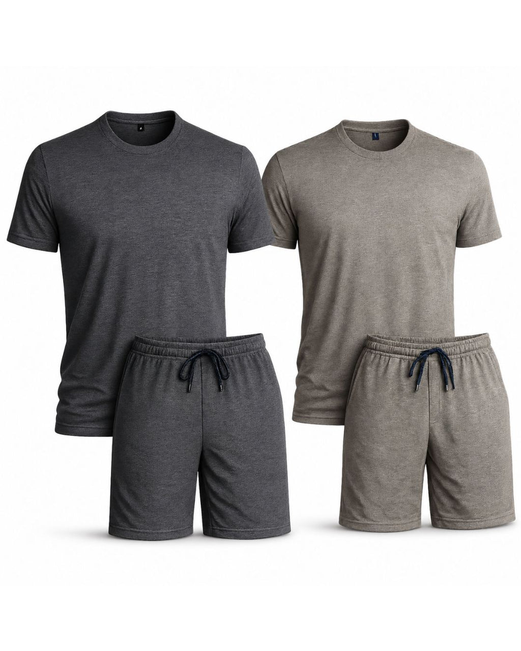 Marl Lounge Set Pack of 2 – Charcoal Marl & Taupe Marl | 160 GSM | Single Jersey | T-Shirt & Shorts