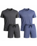Marl Lounge Set Pack of 2 – Charcoal Marl & Blue Marl | 160 GSM | Single Jersey | T-Shirt & Shorts