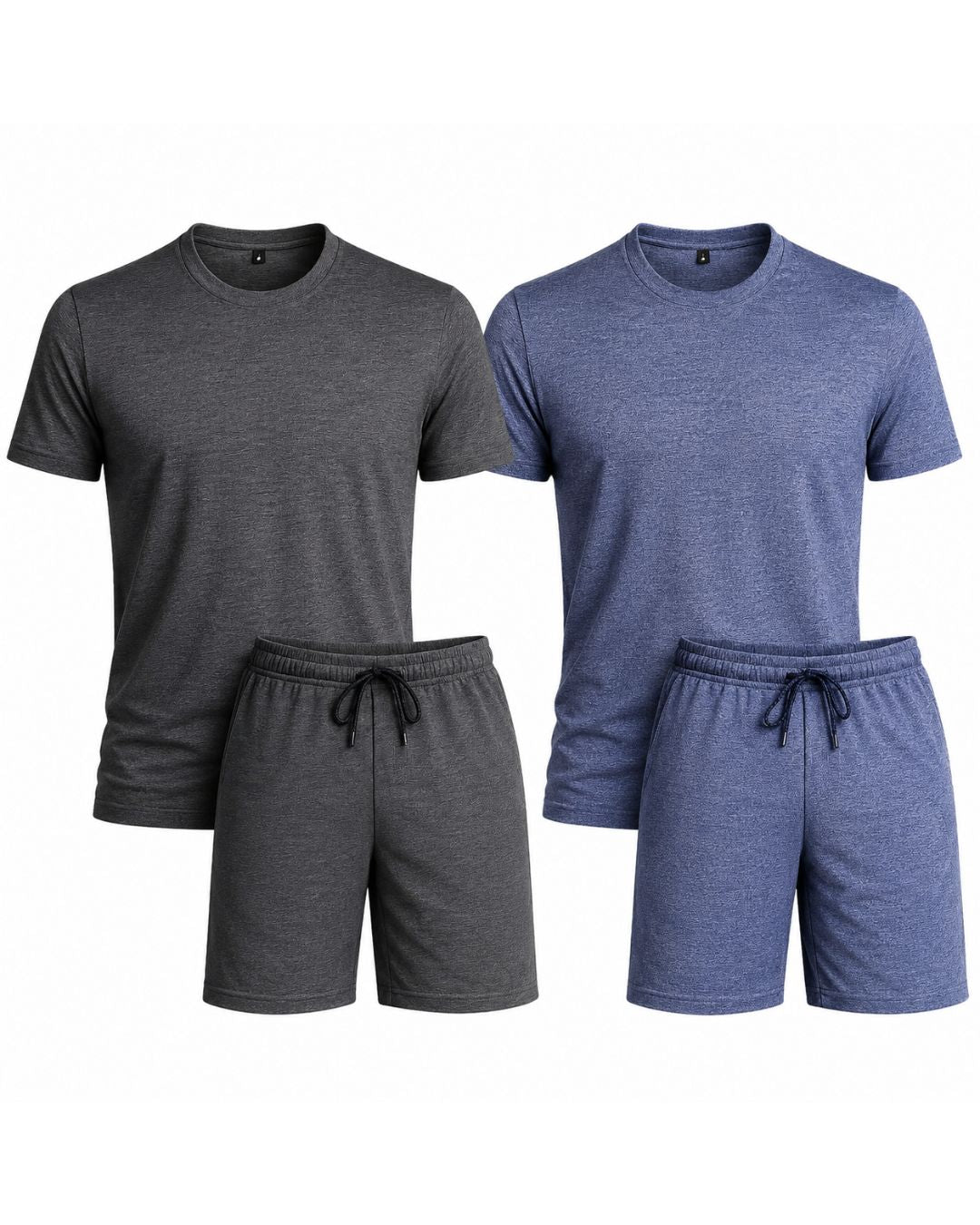 Marl Lounge Set Pack of 2 – Charcoal Marl & Blue Marl | 160 GSM | Single Jersey | T-Shirt & Shorts