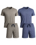 Marl Lounge Set Pack of 2 – Taupe Marl & Blue Marl | 160 GSM | Single Jersey | T-Shirt & Shorts