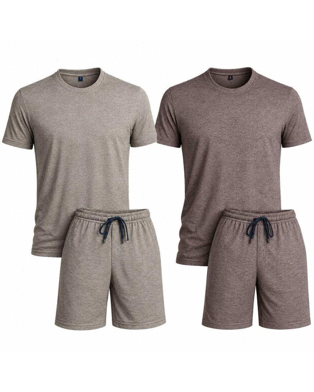 Marl Lounge Set Pack of 2 – Taupe Marl & Brown Marl | 160 GSM | Single Jersey | T-Shirt & Shorts