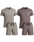Marl Lounge Set Pack of 2 – Taupe Marl & Brown Marl | 160 GSM | Single Jersey | T-Shirt & Shorts